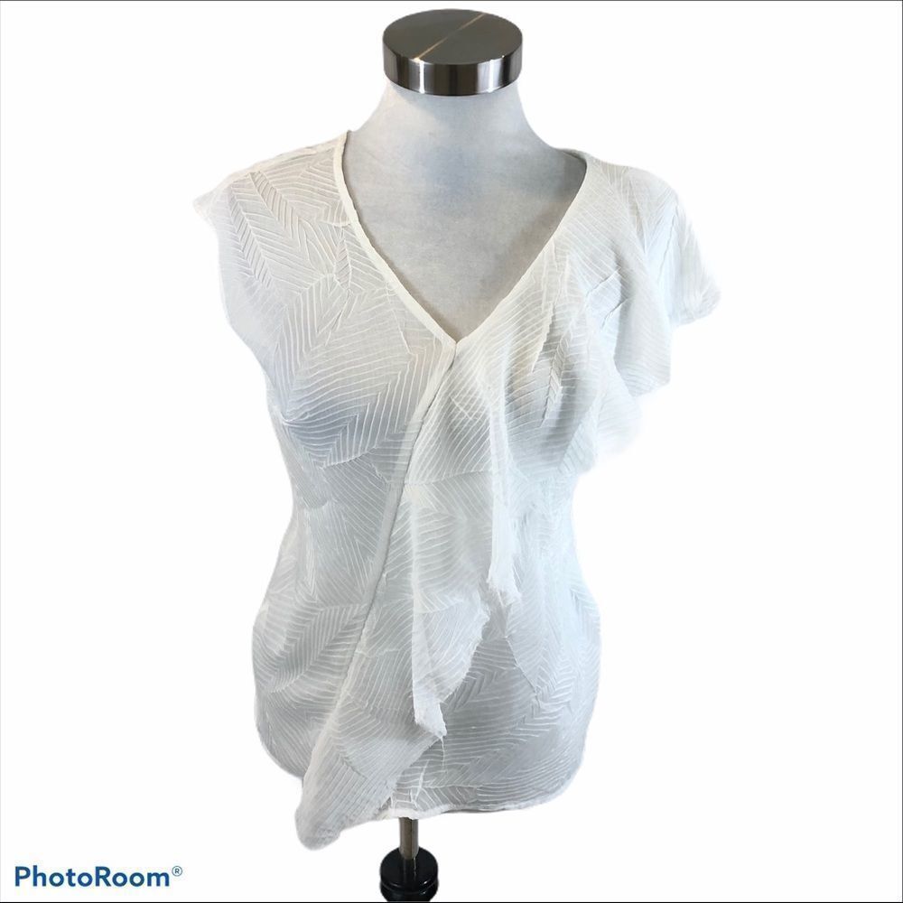 Banana Republic Ivory Sheer Short Sleeved Blouse
